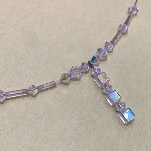 Swarovski crystals beaded 925 sterling silver clasp wired sparkle Necklace